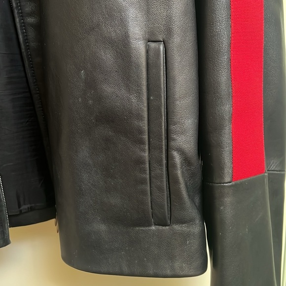 Man’s HUGO Boss Red Label Black Leather Jacket with Red Accent - Picture 4 of 6